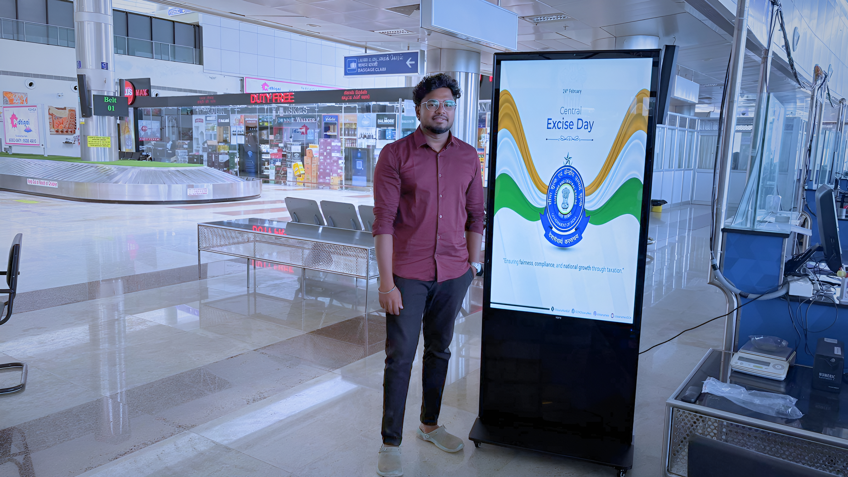 LED display panel installed at an Airport customs area